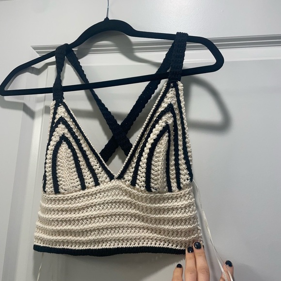 Zara Crochet Striped Crop Top - Picture 1 of 3
